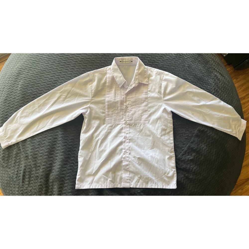 Yuan Lu White Button Down Boys Dress Shirt Size 10